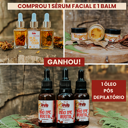 Kit cuidado - sérum rejuvenescedor, balm recupera e óleo pós depilatório
