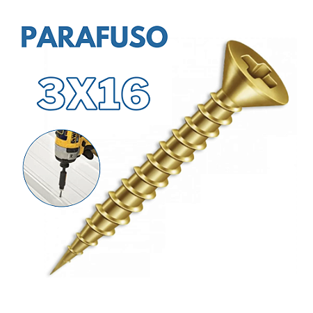 Parafuso 3x16mm Cabeça Chata