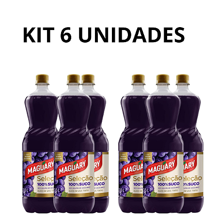 Suco de uva Maguary é Puro Kit  6 Suco de 1.350ml Litro