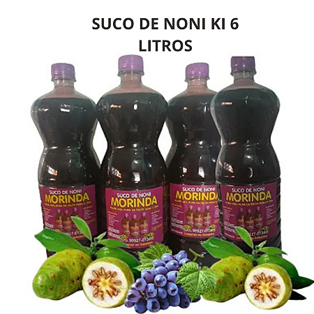 KIT 6 UNIDADES SUCO DE NONI COM UVA ORGÂNICO E NATURAL