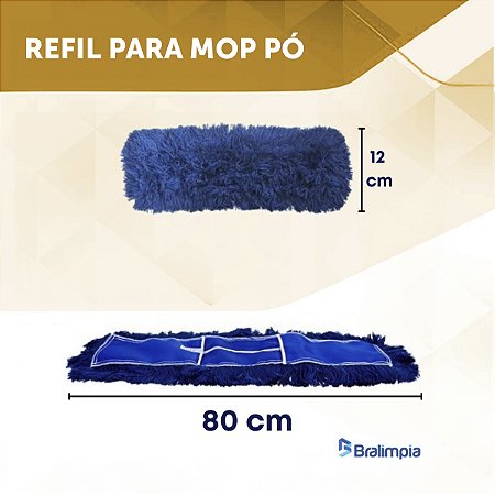 Refil Mop Eletrostático Euro 80 Cm Tira Pó Bralimpia Pratico