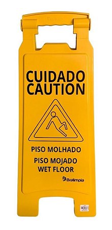 Placa Bralimpia Sinalização Piso Molhado (port/ing/esp) 2034
