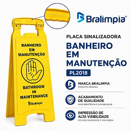 Placa Bralimpia Sinalização Banheiro Em Manutencao (port/ing