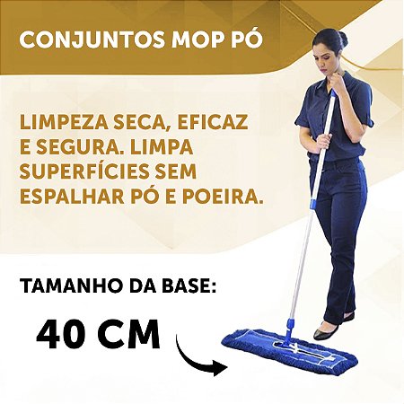 Mop Pó Euro completo 60 cm Armação cabo retrátil Bralimpia