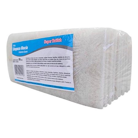 FIBRA LIMPEZA BRITISH MACIA BRANCA 10X26 CM C/ 10 UNIDADES