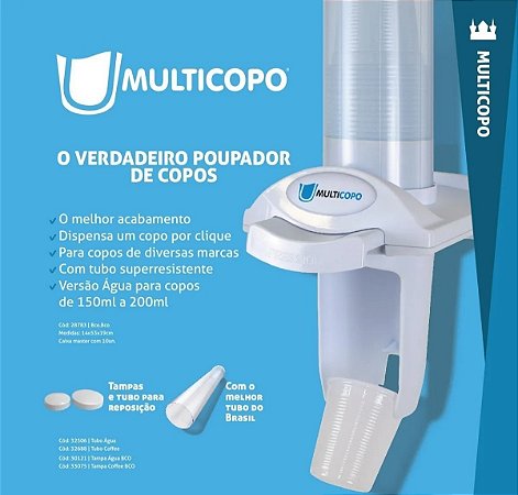 Dispenser Multicopos Poupador De Copo Descartável  150 e 200 ML NOBRE