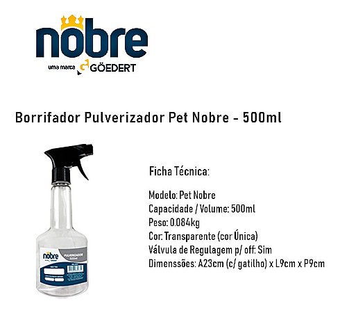 Borrifador Pulverizador Spray De Gatilho Manual 500ml Nobre