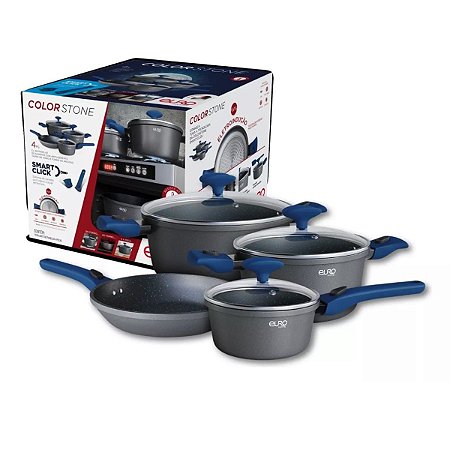 Jogo De Panelas Colorstone 4 Peças Smart Click Euro Home