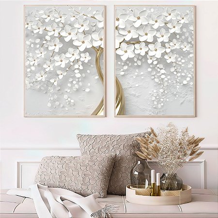 Quadro Mini Flores Brancas
