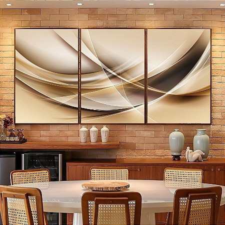 Quadro Camadas em Tons Bege e Dourado