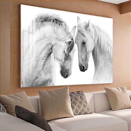 Quadro Casal de Cavalos Brancos