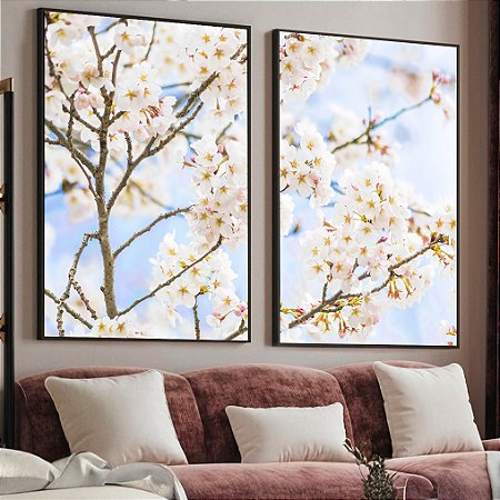 Quadros Galhos Flores Brancas