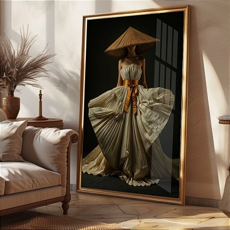 Quadro Gueixa Brisa de Palha e Ouro