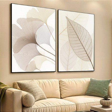 Quadros Flores e Folhas em Linhas Minimalistas