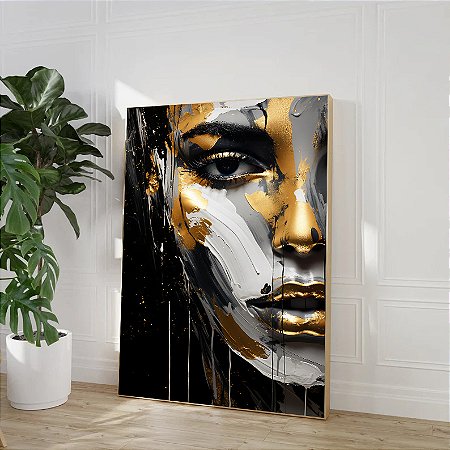 Quadro Close Up de Mulher em Preto e Branco