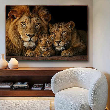 Quadro Leão com Seus Filhotes