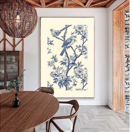 Quadro Arte Pássaro em Linhas Azuis