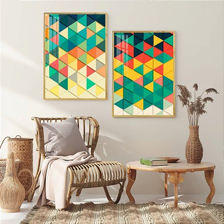 Quadro Abstrato Triangulos Coloridos