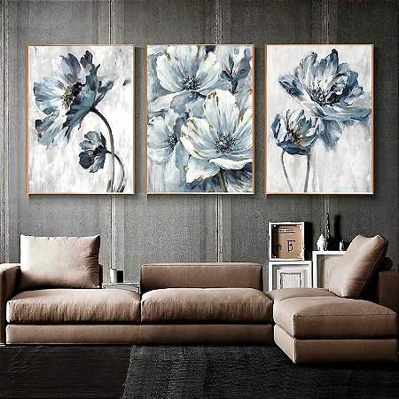 Quadro Florescer Contemporâneo Azul