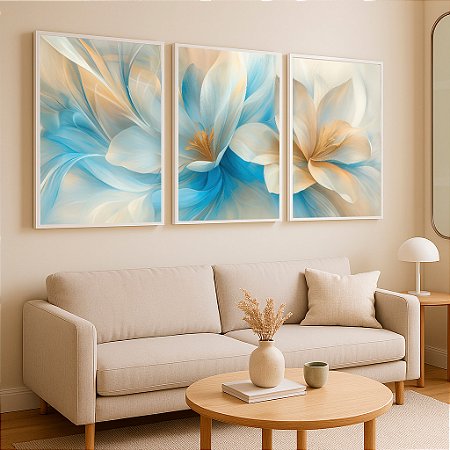 Quadro Flores e Essência do Azul Dourado