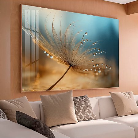 Quadro Close-up Dente-de-leão com Gotas d’Água