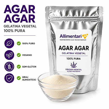 Agar Agar Gelatina Vegetal Vegana 100% Pura
