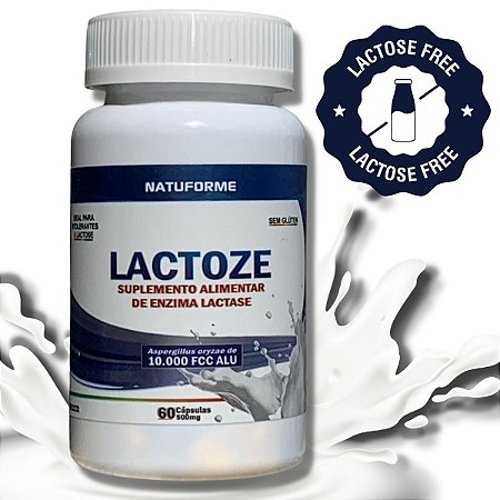 Enzima Lactase 10.000 C/60 Cápsulas 500mg - Lactoze - Lactose intolerância a lactose
