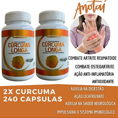Cúrcuma Longa 2x Pura Anti-inflamatório Natural 240 comp.
