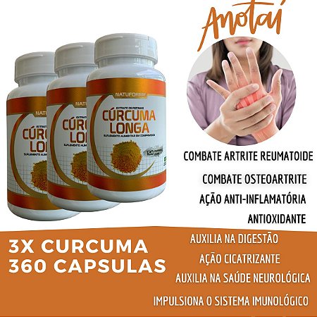 Cúrcuma Longa 3x Pura Anti-inflamatório Natural 360 comp.