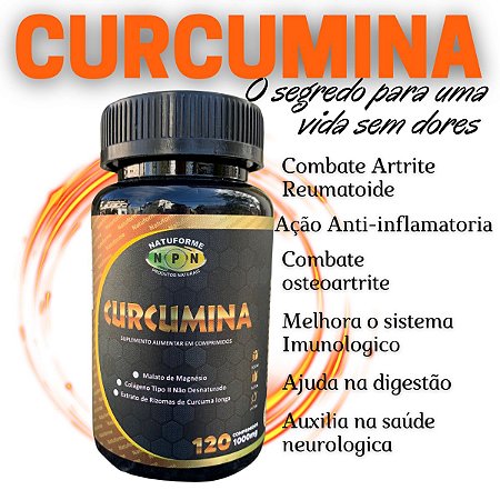 Curcumina+ Colágeno tipo II + Malato de magnésio 1000mg 120c