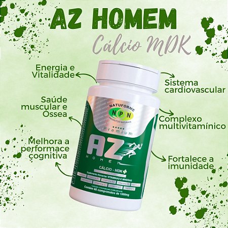 Multivitamínico A-Z para Homens com Cálcio MDK 60 comprimidos mastigável - Natuforme