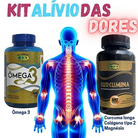 Kit Ômega 3 1400mg 120 caps +Curcumina+ Colágeno tipo II + Malato de magnésio 1000mg 120 caps
