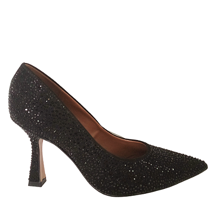 Scarpin preto couro nobuck brilho
