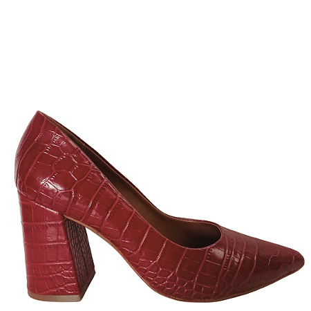 Scarpin vermelho couro croco
