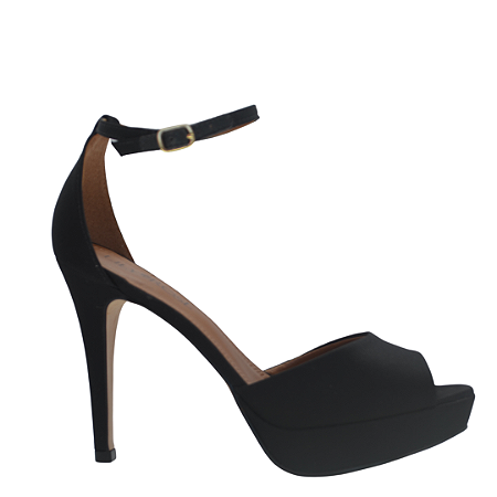 Scarpin preto cetim peep toe