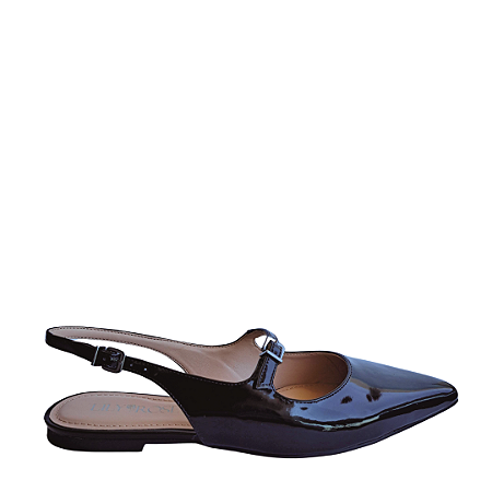 Sapatilha Slingback Preta Verniz