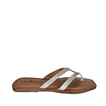 Rasteira Prata Strass