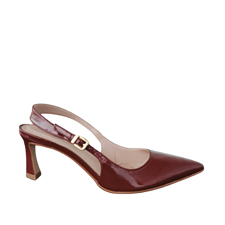 Scarpin Slingback Vinho Verniz