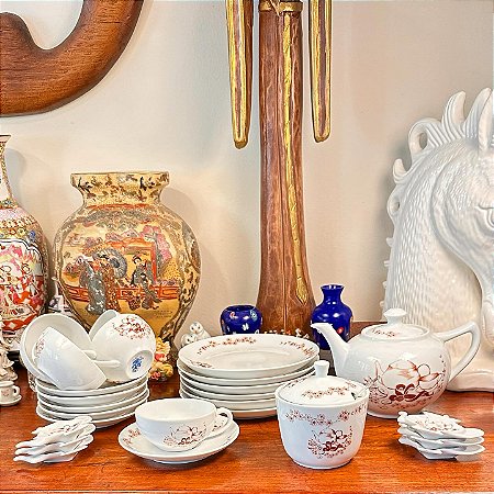 Conjunto de chá e sobremesa em porcelana Germer