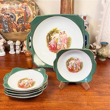 Conjunto de sobremesas em porcelana alemã Tielsch Altwasser