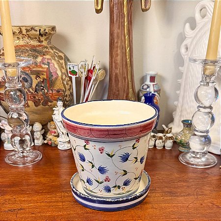 Antigo cachepot em cerâmica esmaltada Luiz Salvador.
