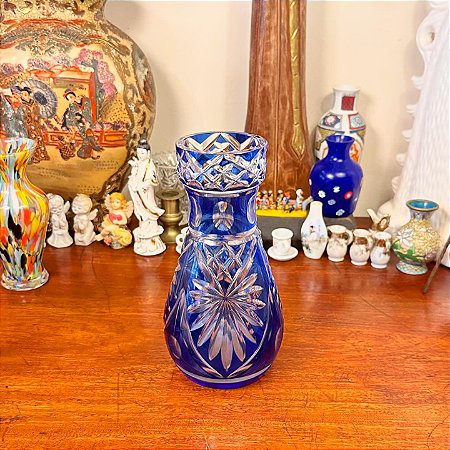 Vaso em cristal azul cobalto