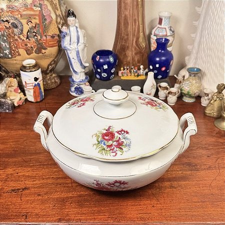 Sopeira em porcelana Real policromia floral.