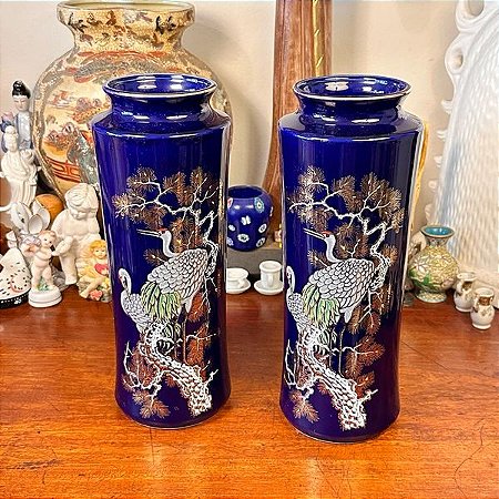 Vaso em porcelana japonesa azul cobalto (cada)