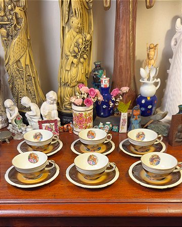 Conjunto com 6 xícaras de café em porcelana