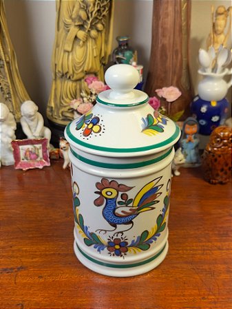 Antigo pote de farmácia em porcelana steatita
