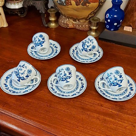 Conjunto 5 xícaras de café, porcelana Schmidt