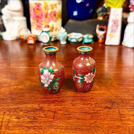 Par de mini vasinhos em cloisonné