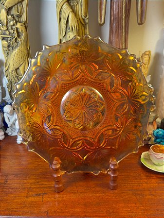 Prato decorativo centro de mesa em Carnival Glass.