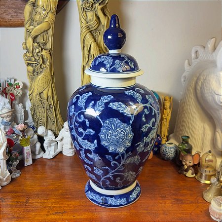Grande Potiche Chinês Azul e Branco.